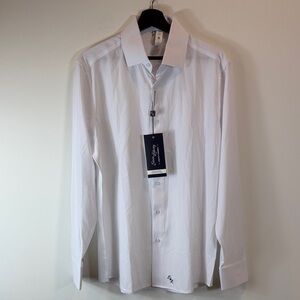 Slim Fit White Dress Shirt with Point Collar